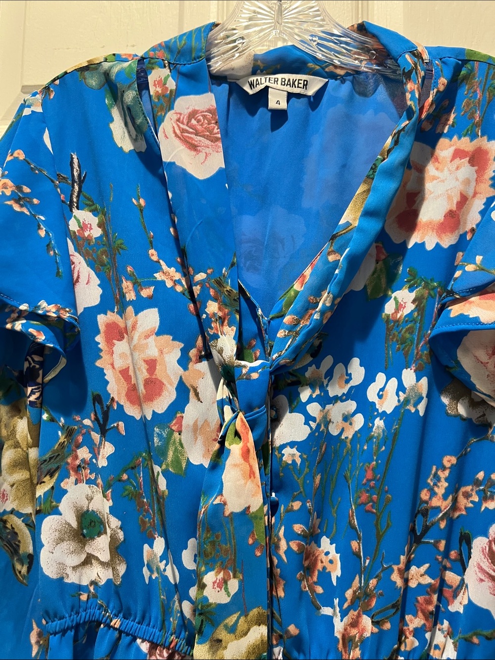 Walter Baker Bright Blue Floral Ruffle Midi Dress - Picture 3 of 9